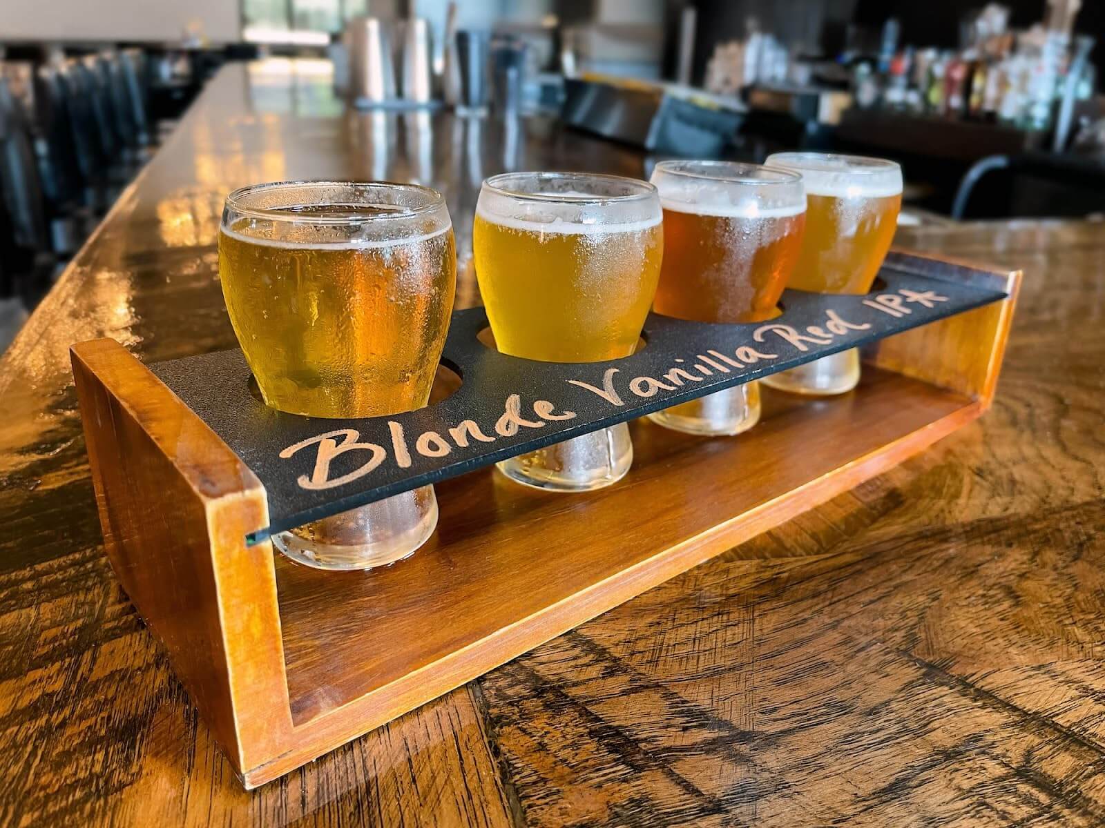 Beer flight in Alcoa (in Maryville, TN).